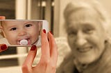Image of reverse aging showing what an older one would have looked like as a baby