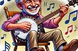 Semi Retired Gentleman happily playing banjo