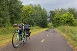 My bicycle is stopped on the Gateway State Trail in Washington County, MN.