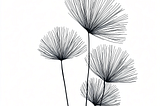 Image by Midjourney, prompt by newearth444. Minimalist black line art of three simple flowers.