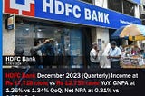 HDFC Bank December 2023 (Quarterly) Income at Rs 17,718 crore vs Rs 12,735 crore YoY.