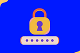 A graphic of a lock on a blue background to represent passwords