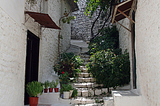 Narrow alleys in the old town of Berat, Albania