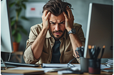 Picture of a man who is fed up with working.