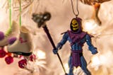 Action figure of Skeletor, archenemy in the Masters of the Universe franchise.