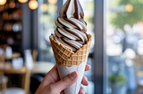 Soft ice cream swirl in a wafer cone summer’s sweetest treat