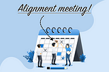 A bunch of people is adding Alignment meeting to a calendar. Instead of a regular cross icon they use Tomster’s face.