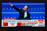 Elon Musk on CNN waving to an appreciative crowd, misconstrued by malefactors as a Nazi salute