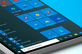 Windows 10 Start menu with Fluent iconography