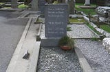 W. B. Yeats’ gravestone, Drumcliff Church, Sligo Ireland. Text reads: Cast a cold Eye On Life, on Death. Horseman pass by.