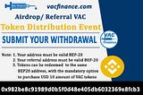 VacFinance (VAC) — 1st SUCCESSFUL AIRDROP Completed