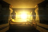 a photo of a pharaoh buried in a tomb in Egypt
