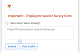 COVID 19 Vaccination survey using Actionable Messages in Outlook