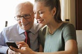 young woman with her grandpa