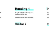 Visual examples of font styles, weight and accents for headers.