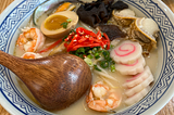 A bowl of seafood ramen