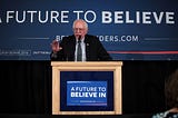 U.S. Senator Bernie Sanders speaking with supporters at a student meeting at Southern New Hampshire University in Hooksett, New Hampshire.