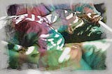 Abstractly colored photo of a sleeping person