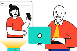 An illustration of a researcher conducting a remote user testing session