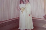 1970’s bride with mom