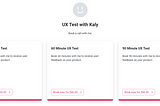 Screenshot of the UX Test with Kaly booking page.