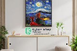 HOT Little prince and fox starry night Van Gogh poster