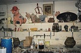 Shelves of puppets and creatures in Jim Henson’s Creature Shop in London c. 2003