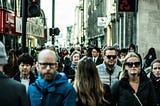 A crowd of people in London.