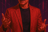 Strategic professional in cyberpunk aesthetic with illuminated tech glasses, symbolizing augmented intelligence and the fusion of human expertise with technological enhancement