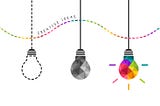 Several light bulbs representing creative ideas.