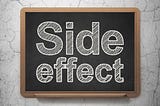 side effect in white on blackboard in 3d