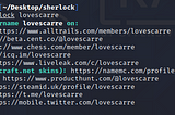 Finding social media accounts with nickname (with ‘sherlock’)