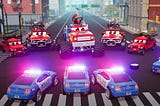 Superhero Wheels in Action: Batman Car and Flash Car vs Criminal Monster Trucks to Rescue Cop Cars