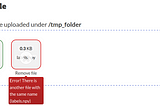 Laravel multiple file uploader with dropzone js — custom message on error + remove file link