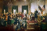 George Washington presiding the Philadelphia Convention and the signing of the US Constitution