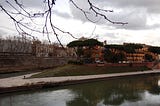 Rome’s Isola Tiberina on an overcast evening