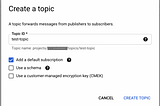 Create a GCP Pub/Sub with NodeJS