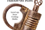 Book cover featuring a rusty shackle on a white background to depict the concept of the topic (programming in the Rust language).