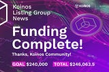CEX Listing Fundraiser Update: Funding complete!