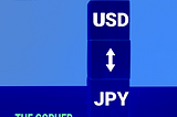 3 blue boxes written USD/ JPY on it.