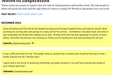 Screenshot of the page on 750 words that lists all the notes in chronological order, by likes, and by cups
