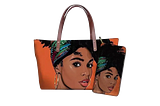 Women’ Tote Bag and wallet set with a graphic print of a beautiful black woman