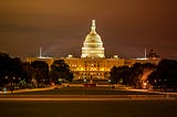 The U.S. Capitol at night