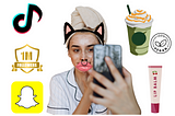 Image of Olivia with lip filler, septum piercing, cat ears, and all the things she likes (tiktok, snapchat, matcha ice lattes, sephora)