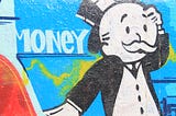 A painted mural image of the Monopoly Man icon, taken at Venice Beach, California, USA in 2011