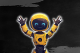 Prompt: an anime-style image of a cute happy smiling yellow robot spreading his arms for a hug.