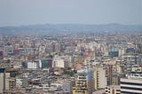 A view of Tirana’s chaotic but lively skyline.