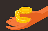 Illustration of hand holding gold coins