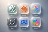 ChatGPT, Claude, Gemini, Grok, Llama, and Copilot app icons.