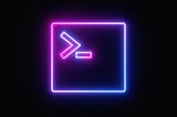 Purple glowing command prompt on a black background